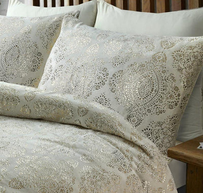 Glamour Art Foil Dekbedovertrek Flanel - Crème