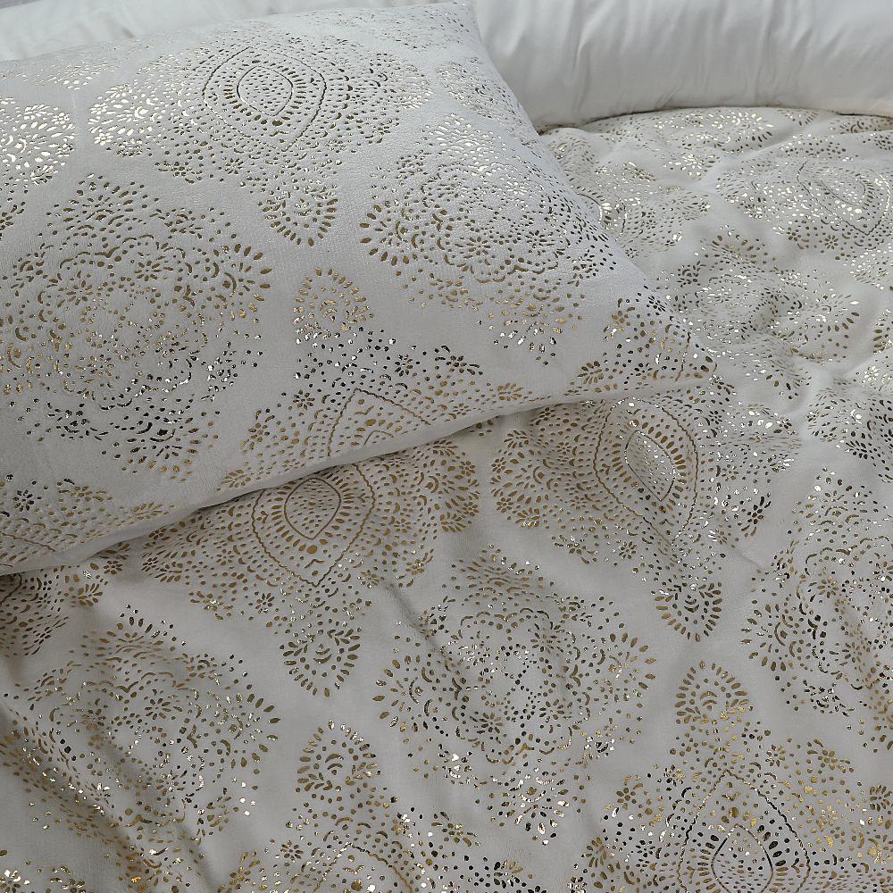 Glamour Art Foil Dekbedovertrek Flanel - Crème