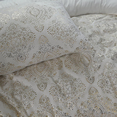 Glamour Art Foil Dekbedovertrek Flanel - Crème