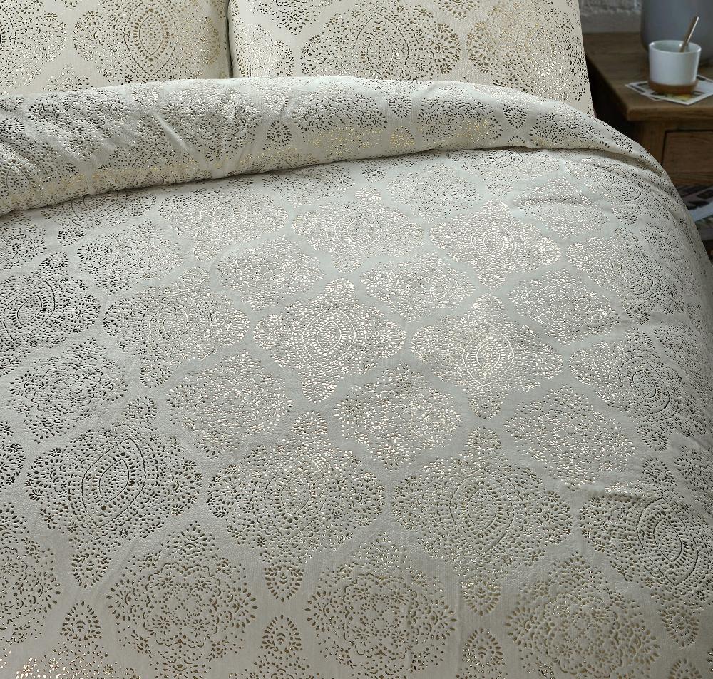 Glamour Art Foil Dekbedovertrek Flanel - Crème