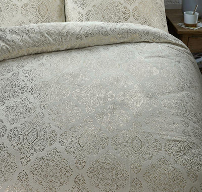 Glamour Art Foil Dekbedovertrek Flanel - Crème