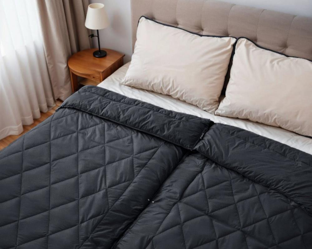 Lazy Partnerdekbed Zwart - 2-in-1 Dekbed met overtrek