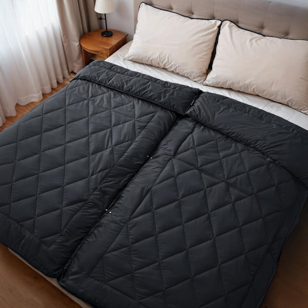 Lazy Partnerdekbed Zwart - 2-in-1 Dekbed met overtrek