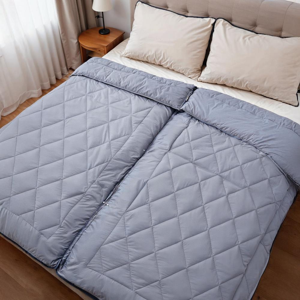 Lazy Partnerdekbed Grijs - 2-in-1 Dekbed met overtrek