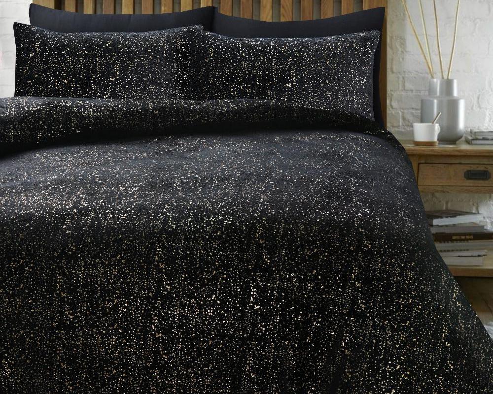 Glamour Sprankle Foil Dekbedovertrek Flanel - Zwart