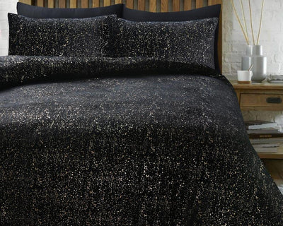 Glamour Sprankle Foil Dekbedovertrek Flanel - Zwart