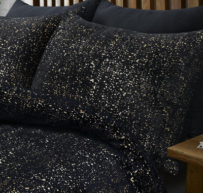 Glamour Sprankle Foil Dekbedovertrek Flanel - Zwart