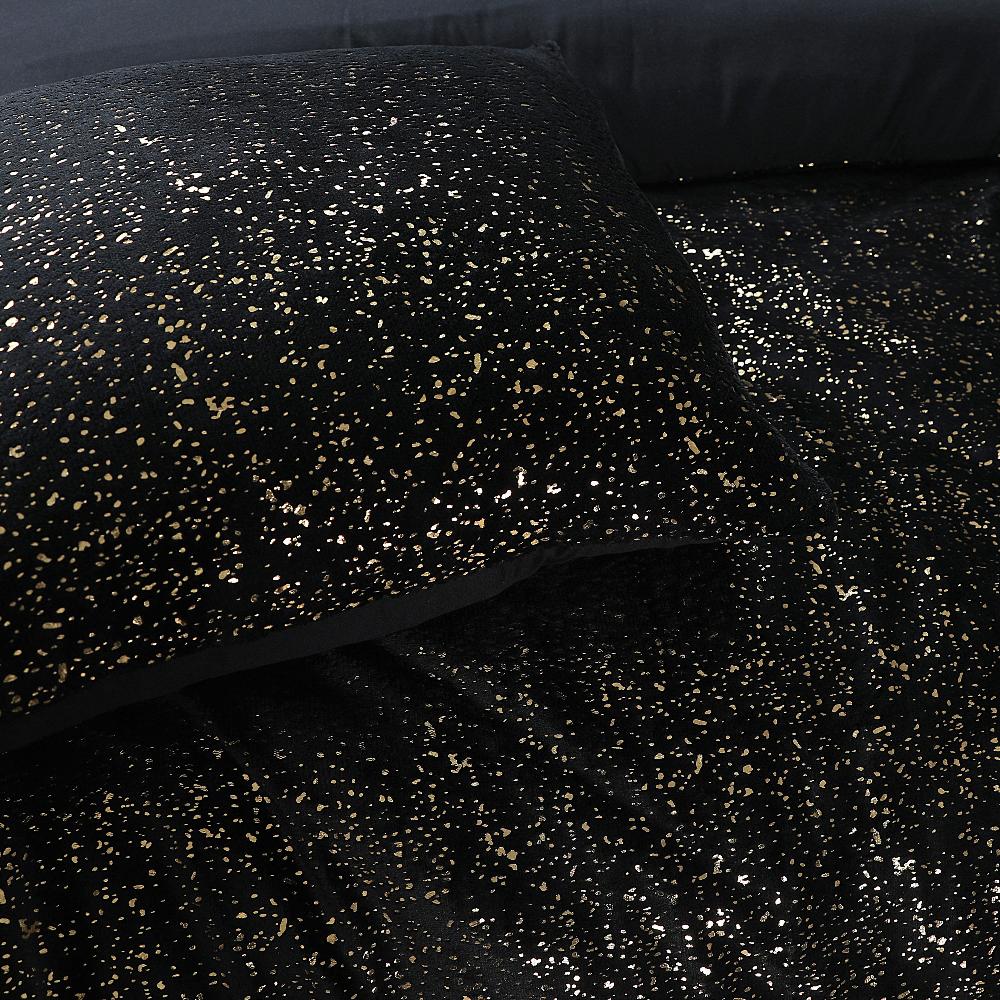 Glamour Sprankle Foil Dekbedovertrek Flanel - Zwart
