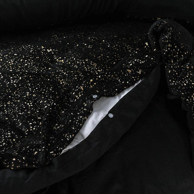 Glamour Sprankle Foil Dekbedovertrek Flanel - Zwart