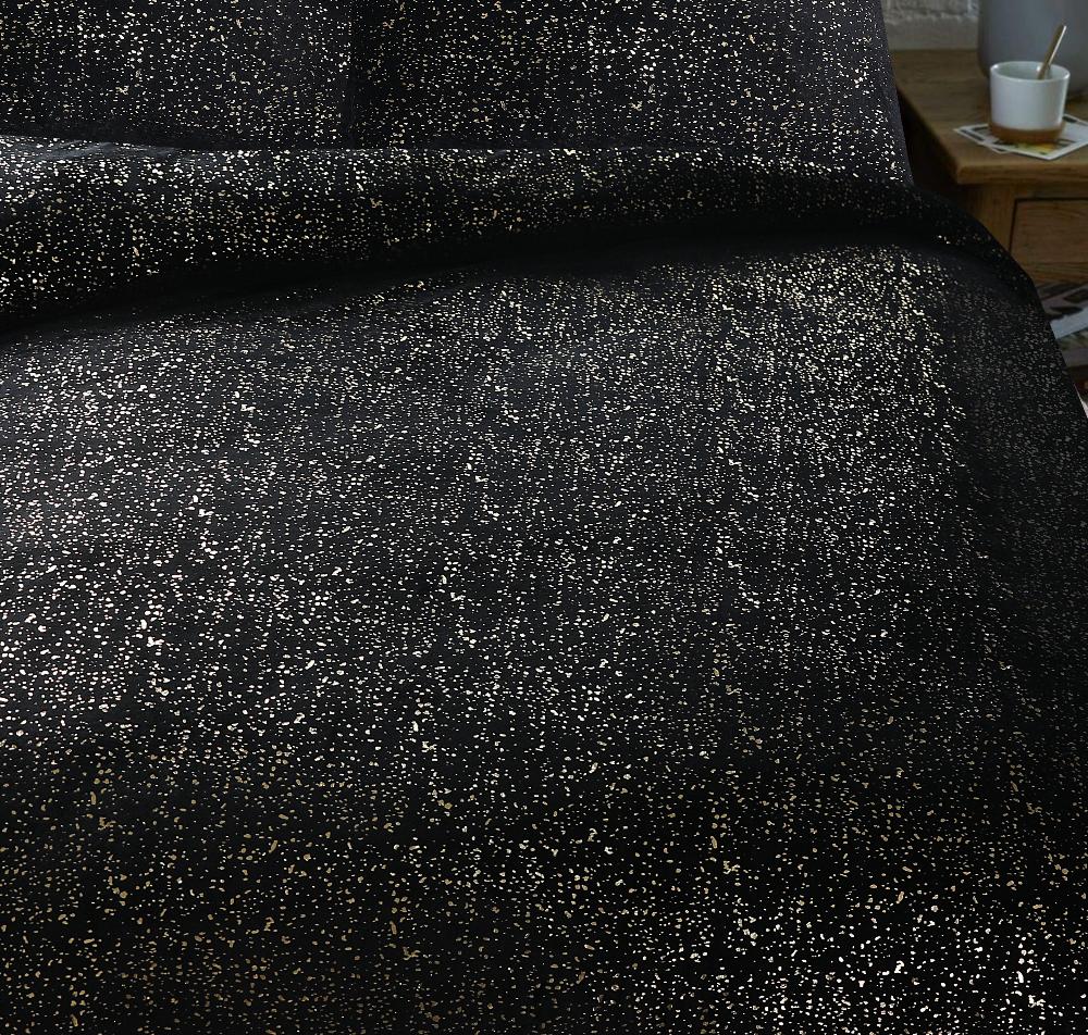 Glamour Sprankle Foil Dekbedovertrek Flanel - Zwart