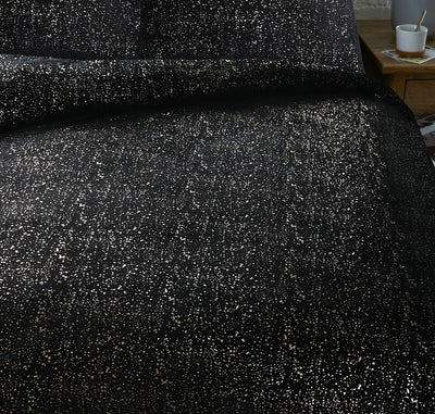 Glamour Sprankle Foil Dekbedovertrek Flanel - Zwart
