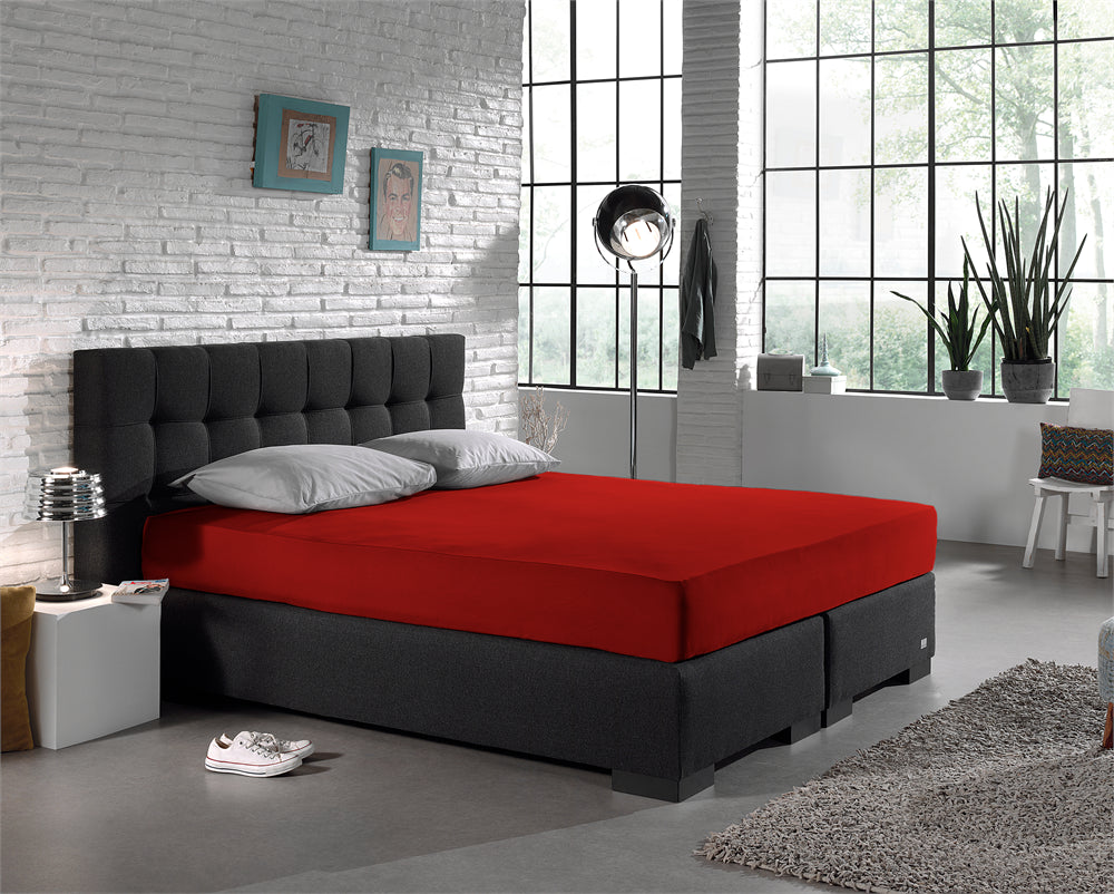 Hoeslaken Jersey - Rood - Budget-Bed.nl