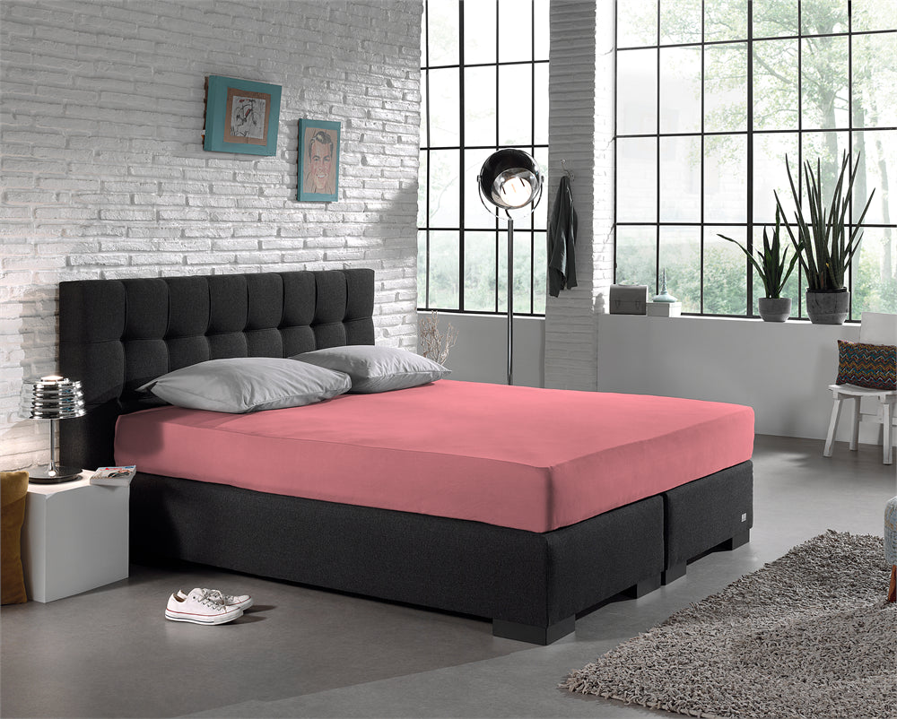 Hoeslaken Jersey - Roze - Budget-Bed.nl