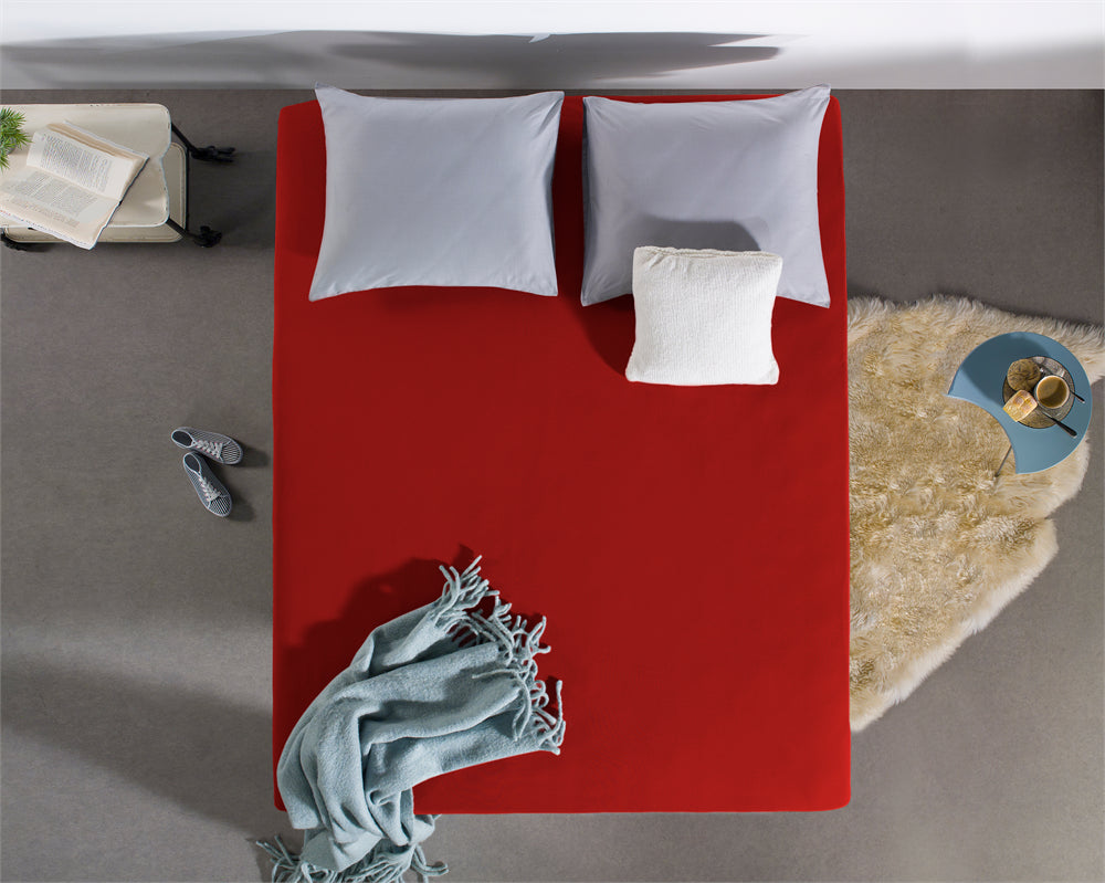 Hoeslaken Dubbel Jersey - Rood - Budget-Bed.nl