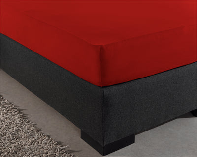 Hoeslaken Dubbel Jersey - Rood - Budget-Bed.nl