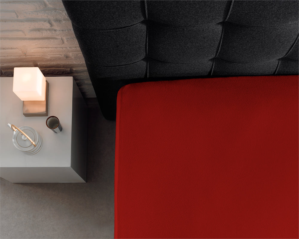 Hoeslaken Dubbel Jersey - Rood - Budget-Bed.nl