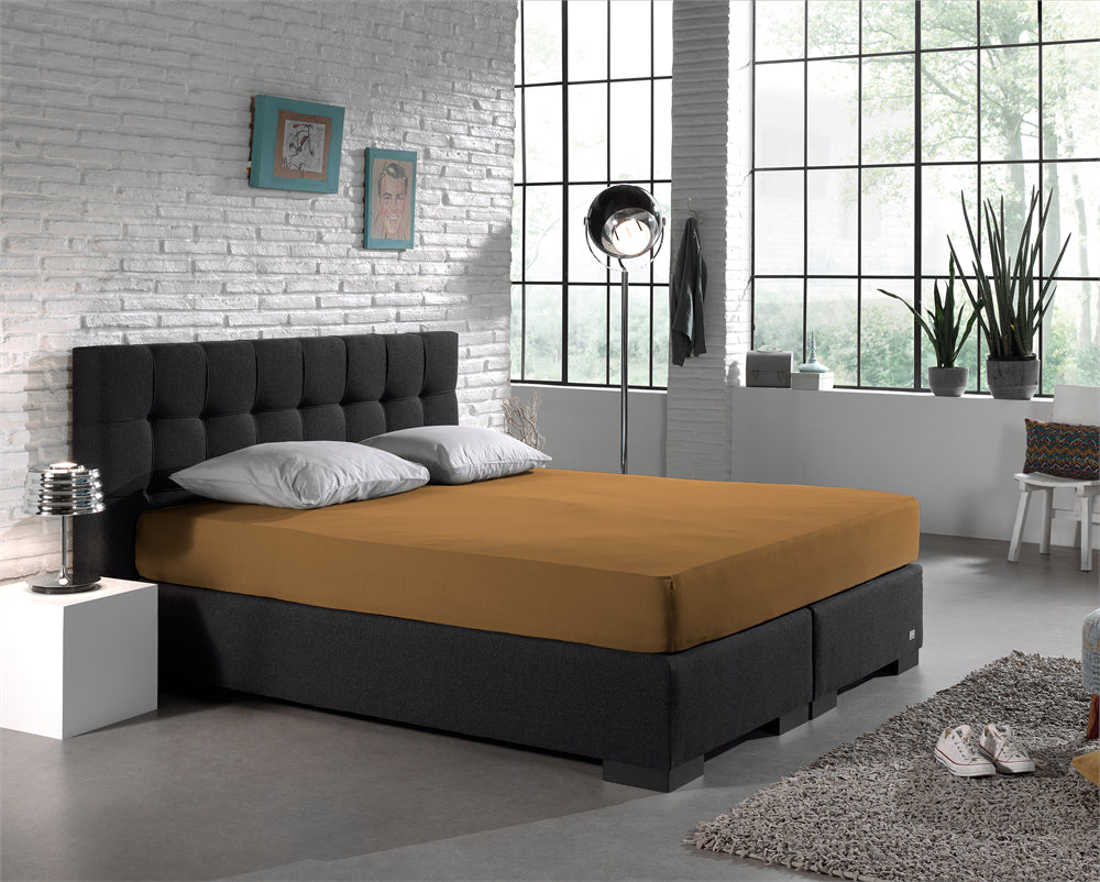 Hoeslaken Dubbel Jersey - Taupe - Budget-Bed.nl
