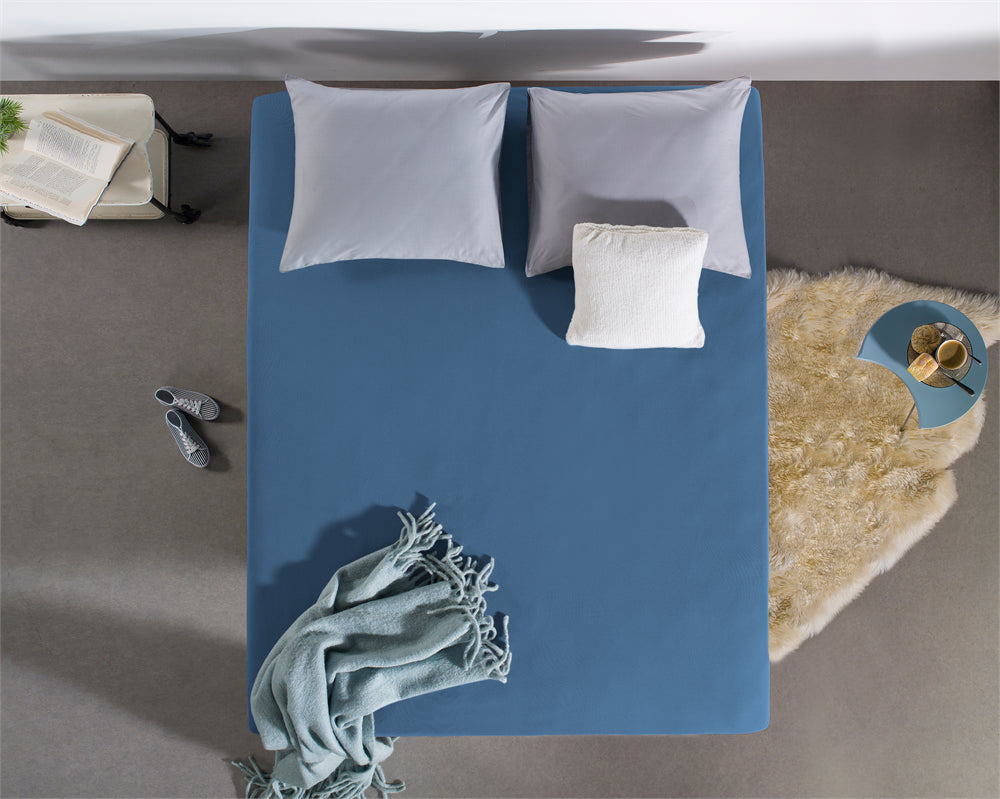 Hoeslaken Dubbel Jersey - Blauw - Budget-Bed.nl