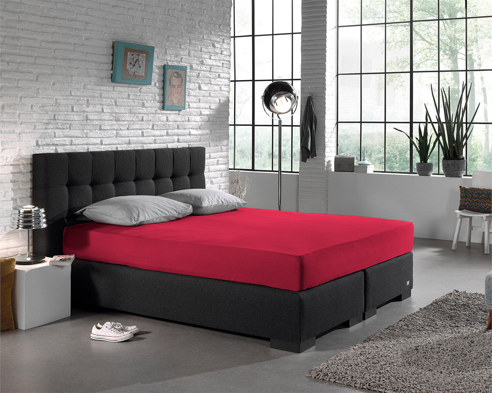 Hoeslaken Enkel Jersey - Felroze