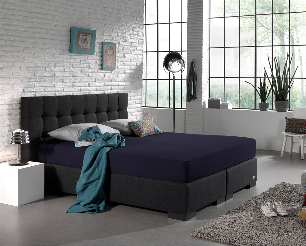 Hoeslaken Dubbel Jersey - Navy - Budget-Bed.nl