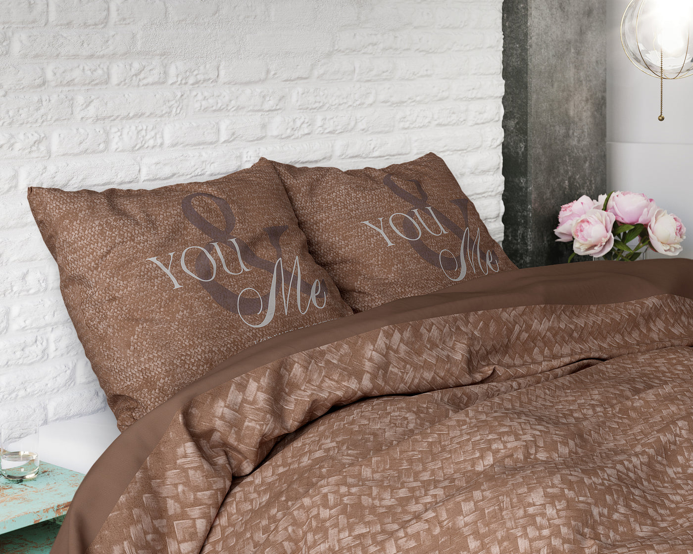 Love for you and me Dekbedovertrek 100% Katoen - Taupe