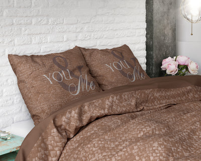 Love for you and me Dekbedovertrek 100% Katoen - Taupe