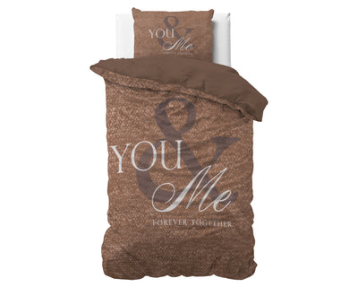 Love for you and me Dekbedovertrek 100% Katoen - Taupe
