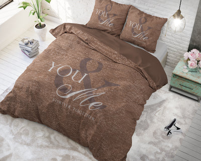 Love for you and me Dekbedovertrek 100% Katoen - Taupe