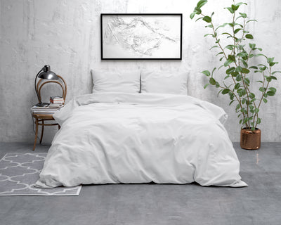 Stone Washed Dekbedovertrek Micropercal - Wit