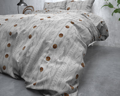 Knit Buttons Dekbedovertrek Flanel - Wit