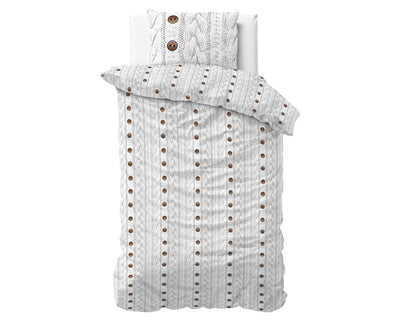 Knit Buttons Dekbedovertrek Flanel - Wit