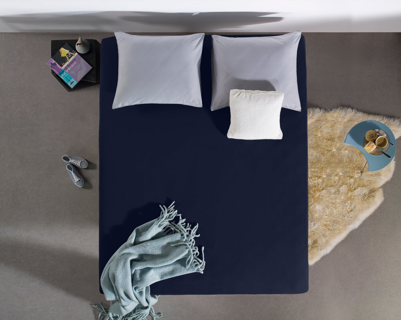 Hoeslaken Enkel Jersey - Indigo Blauw