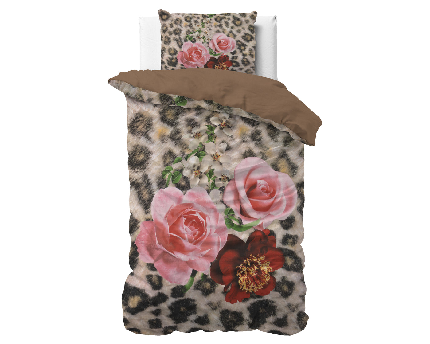 Floral Panther Dekbedovertrek - 100% Katoen - Bruin
