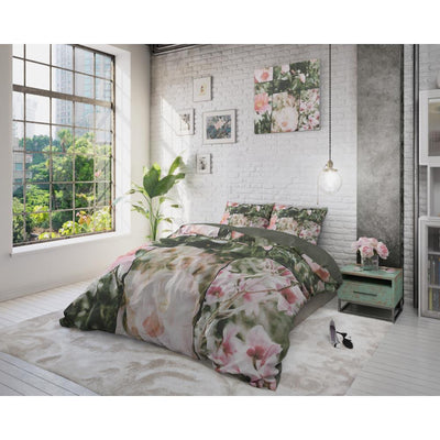 Flower Fashion Art Dekbedovertrek 100% Katoen - Groen - Budget-Bed.nl