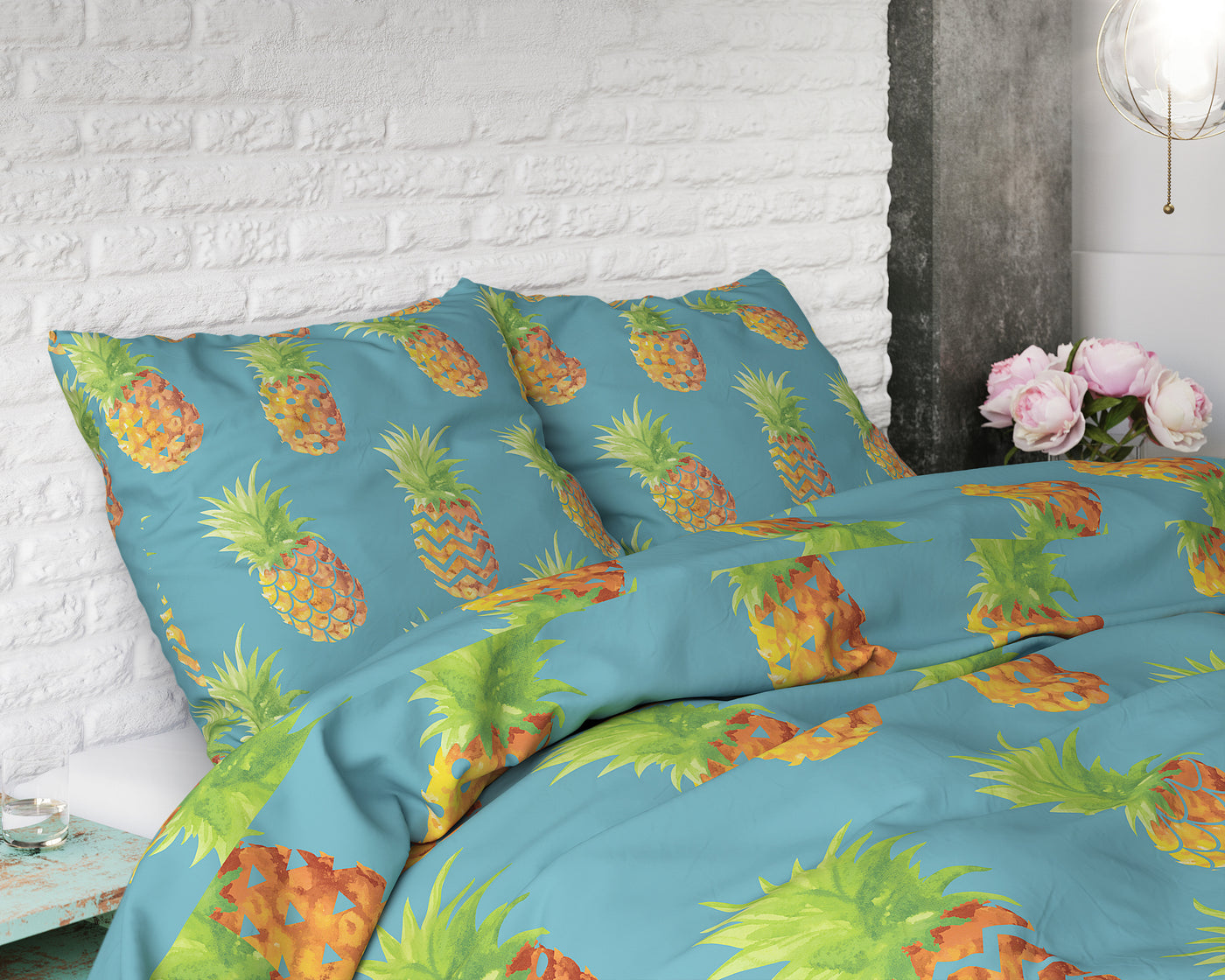 Pineapples Dekbedovertrek Katoen - Blauw