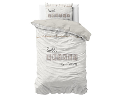 Sweet dreams love Dekbedovertrek Katoen - Creme - Budget-Bed.nl