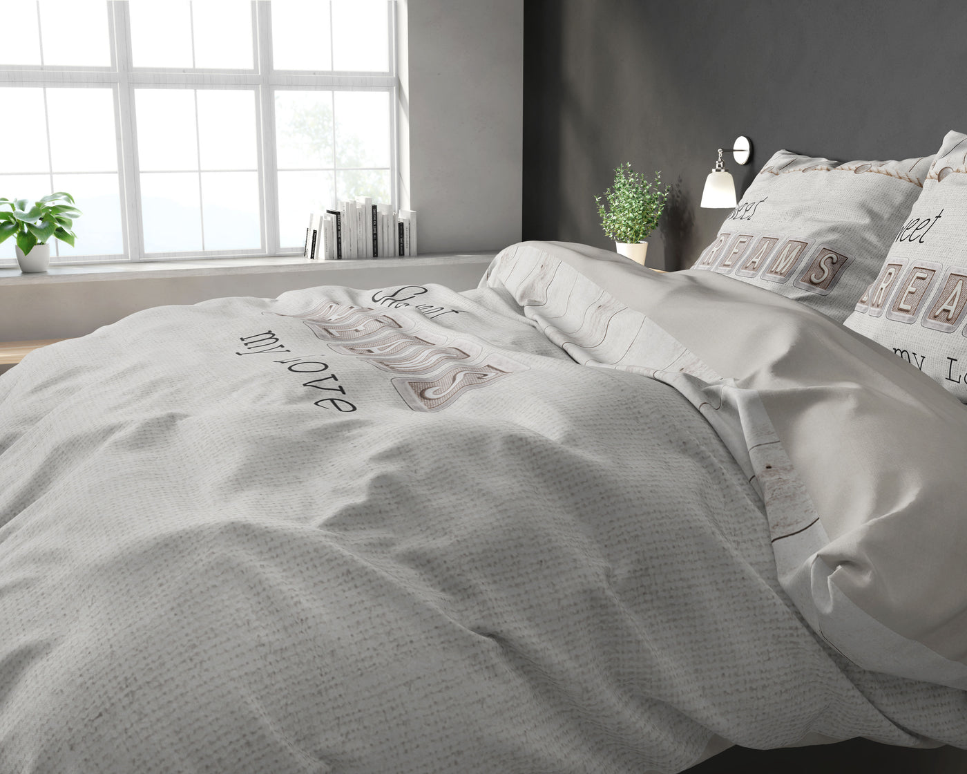 Sweet dreams love Dekbedovertrek Katoen - Creme - Budget-Bed.nl
