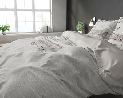 Sweet dreams love Dekbedovertrek Katoen - Creme - Budget-Bed.nl