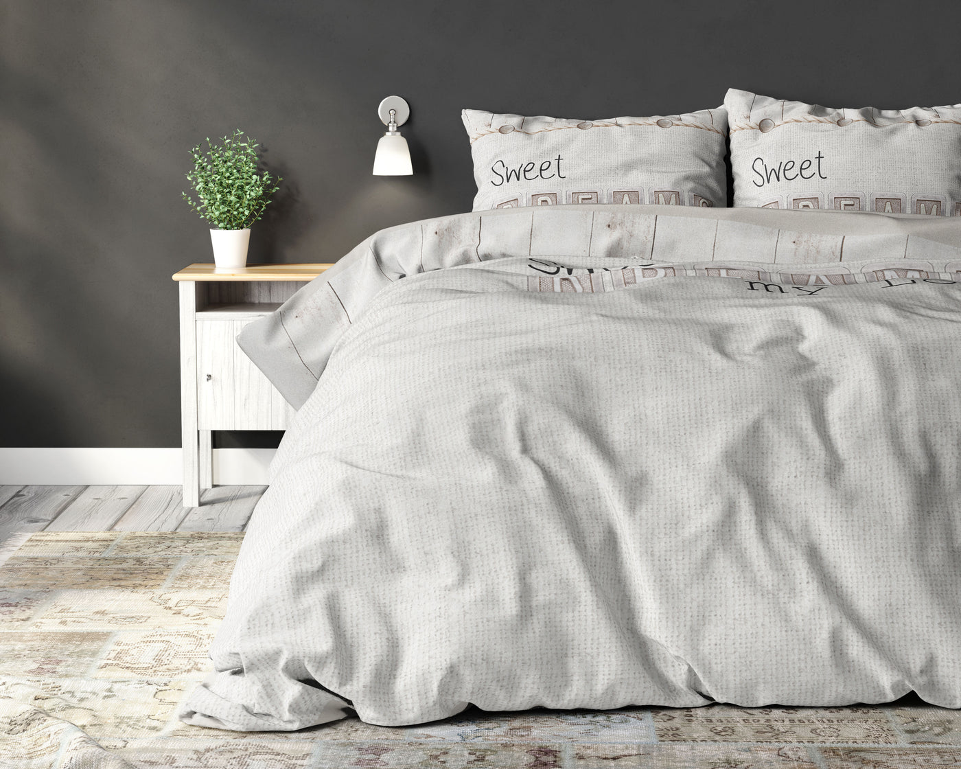 Sweet dreams love Dekbedovertrek Katoen - Creme - Budget-Bed.nl