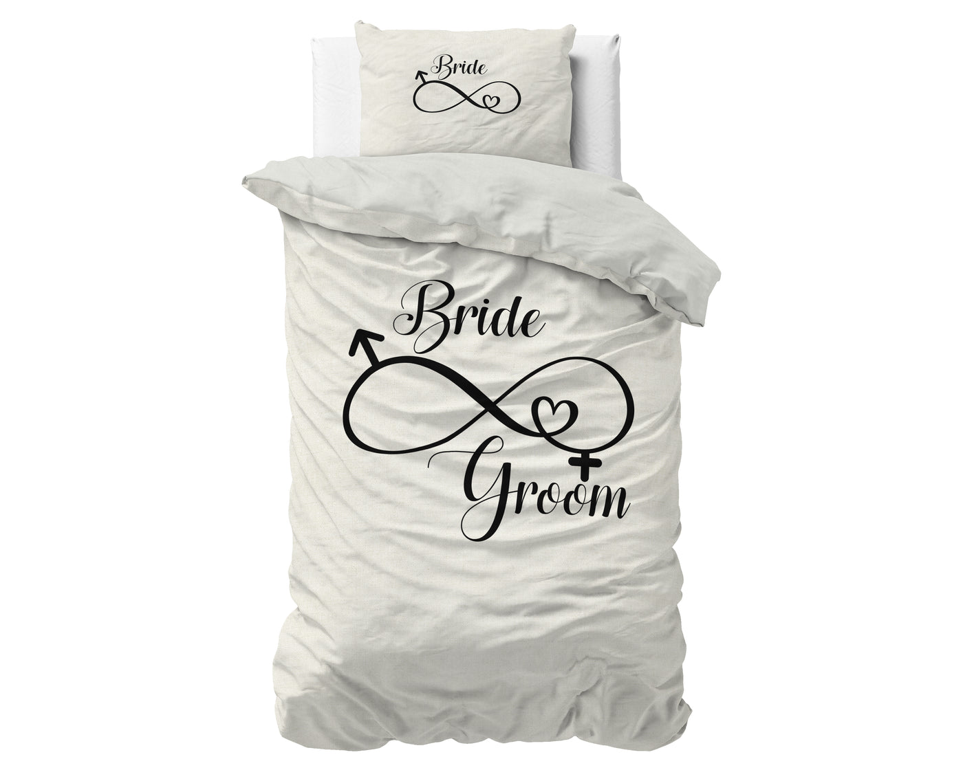 Bride and Groom Dekbedovertrek Katoen - Wit - Budget-Bed.nl