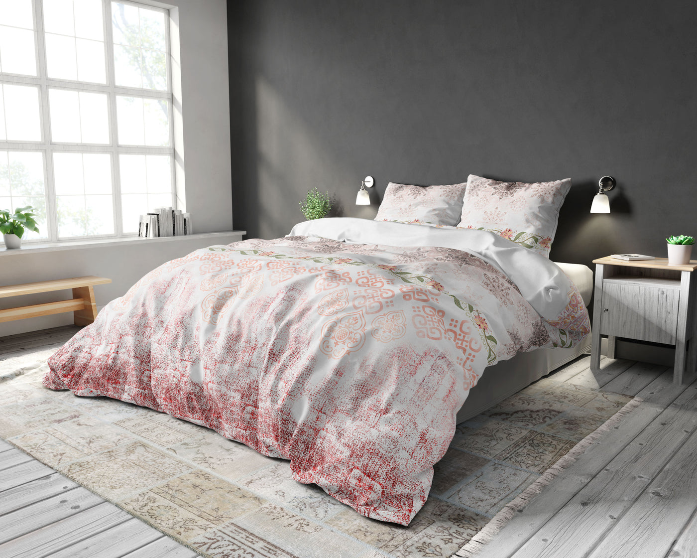 Andrea Dekbedovertrek Katoen - Roze - Budget-Bed.nl