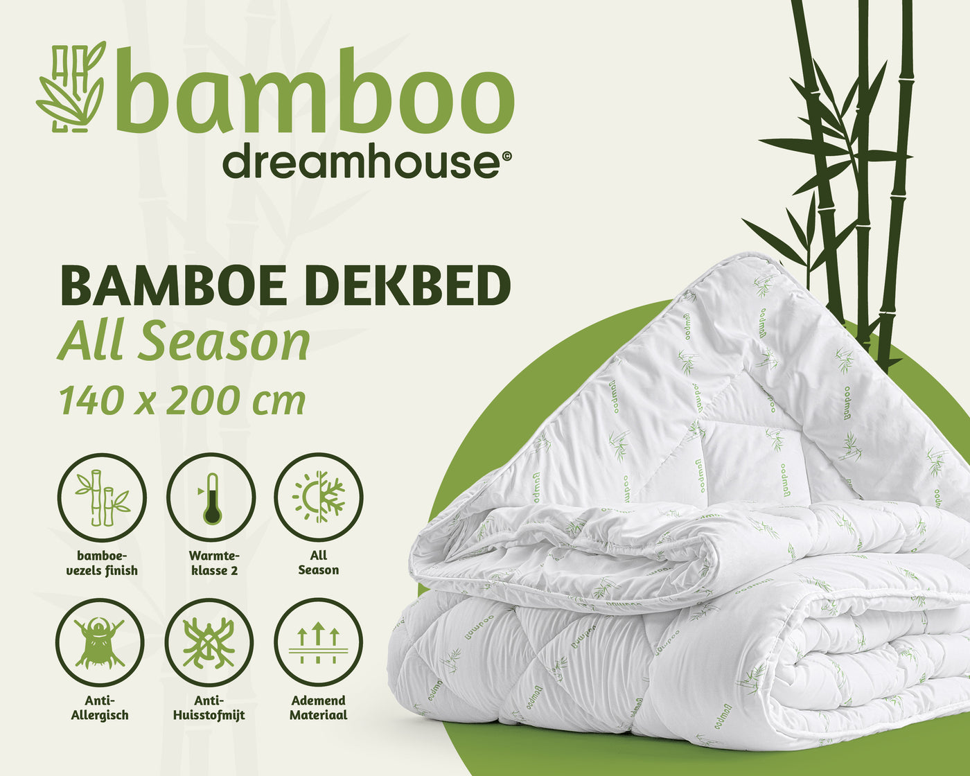 Bali Bamboe Enkel Dekbed - Wit