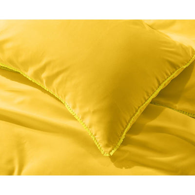 Dekbedovertrek Ball Fringe - Micropercal - Okergeel
