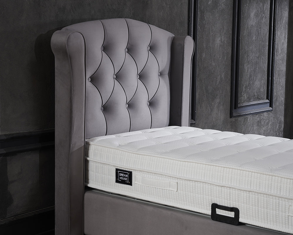 Aurora 1-persoons Boxspring met opbergruimte - Antraciet