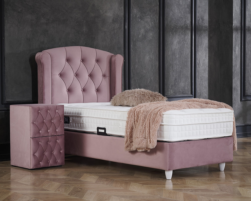 Aurora 1-persoons Boxspring - Roze