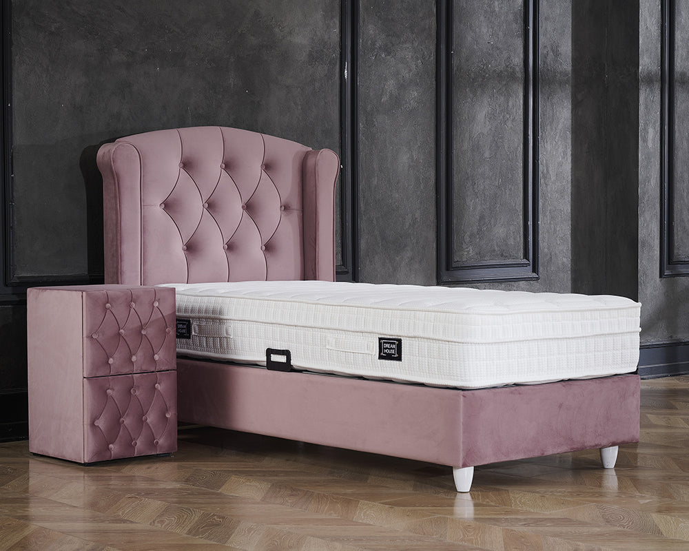 Aurora 1-persoons Boxspring - Roze