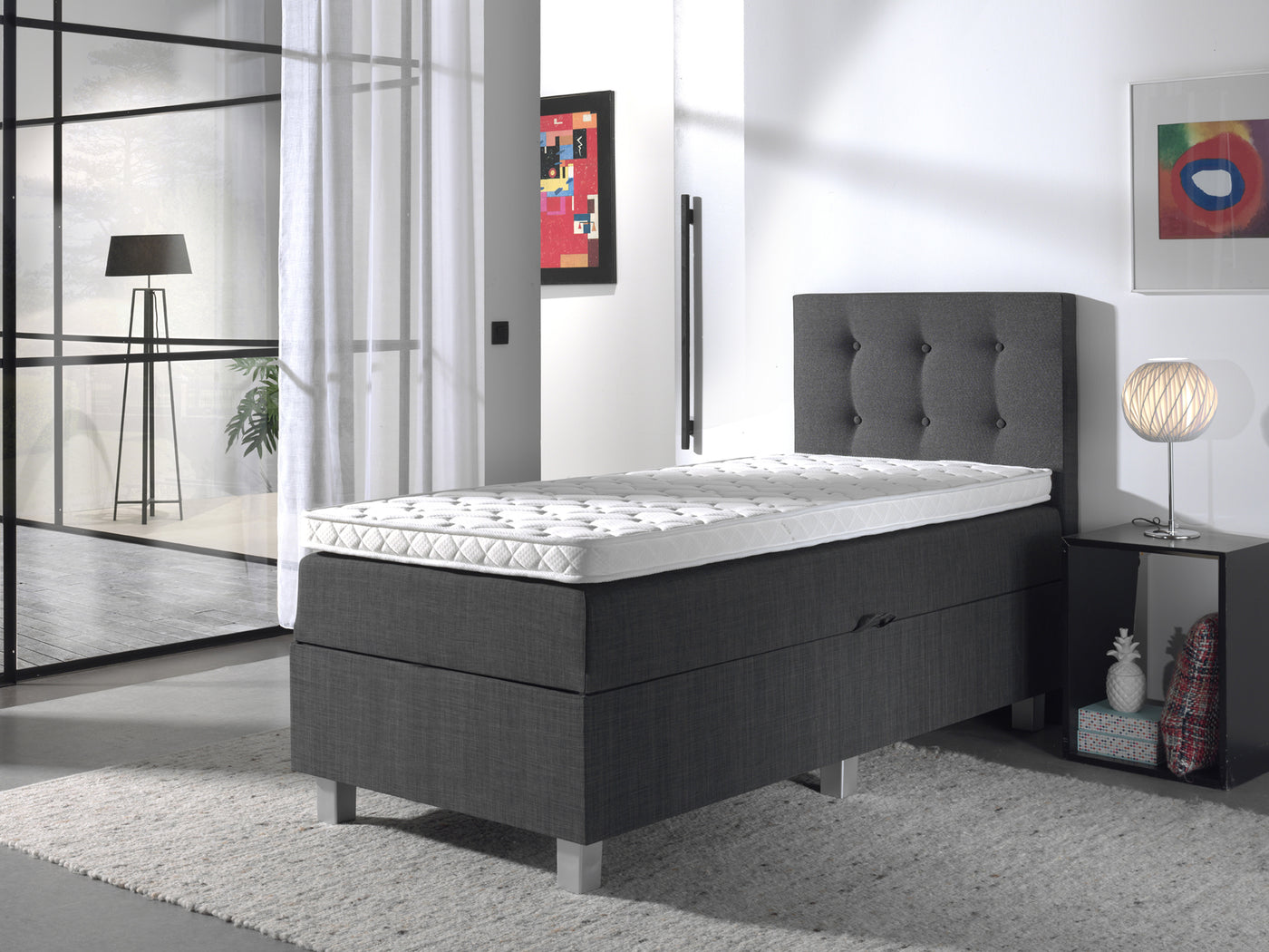 Shurgard 1-persoons Boxspring - Antraciet