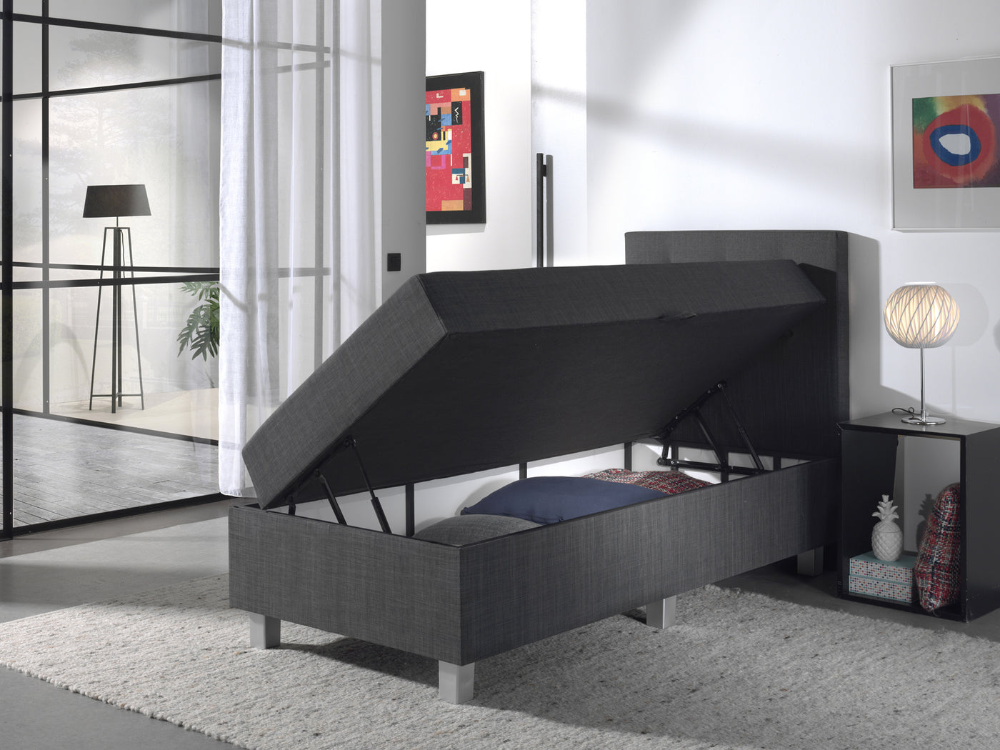 Shurgard 1-persoons Boxspring - Antraciet