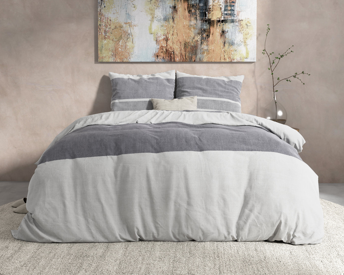 Skylar Dekbedovertrek Flanel - Antraciet - Budget-Bed.nl