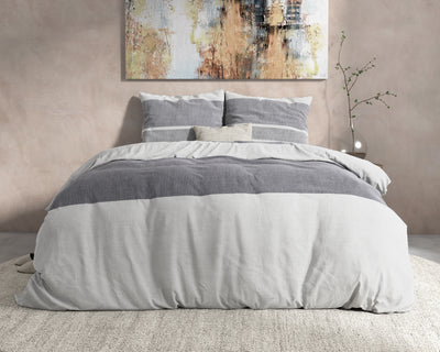 Skylar Dekbedovertrek Flanel - Antraciet - Budget-Bed.nl